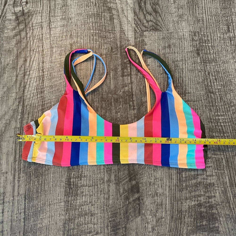 No Boundaries Salsa Stripe Bralette Bikini Top - Picture 3 of 7